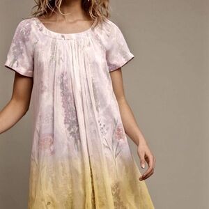 Anthropologie HD in Paris Ivory Ombre Chiffon Dress